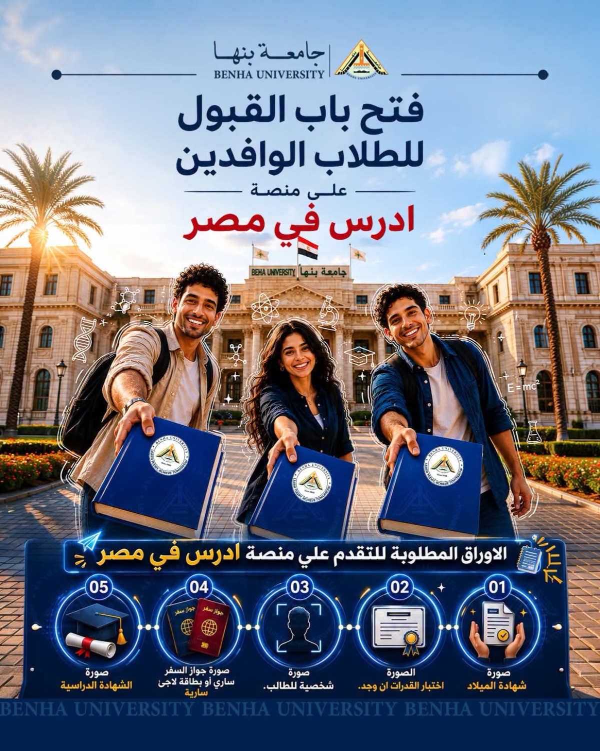 فتح باب التقديم للطلاب الوافدين بجامعة بنها